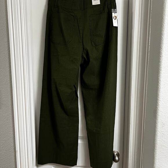 Maeve/Anthropologie The Colette Cropped Wide-Leg Pants | Holly/Dk Grn | Size 31T - Picture 4 of 6